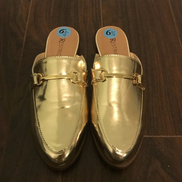 womens gold mules